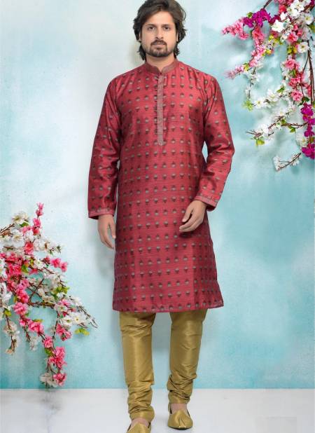 Margenta Colour Fancy New Party And Function Wear Traditional Pure Jaquard Silk Brocade Kurta Pajama Redymade Collection 1032-8382